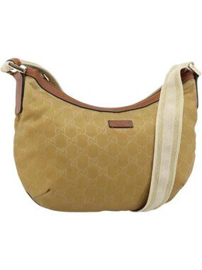 GUCCI GG Canvas Shoulder Bag Nylon Beige Gold 181092